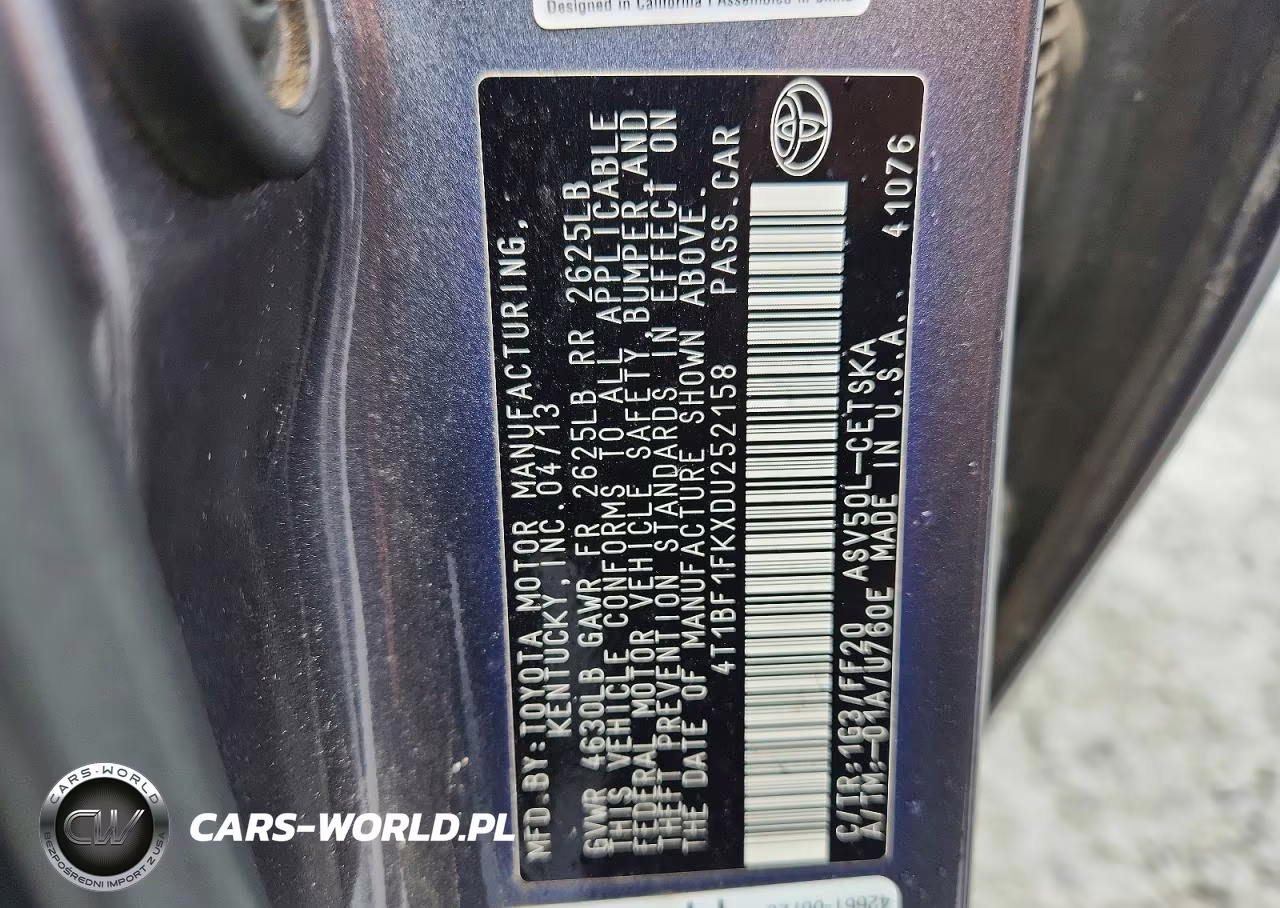2013 Toyota Camry Se VIN:4T1BF1FKXDU252158 - 12
