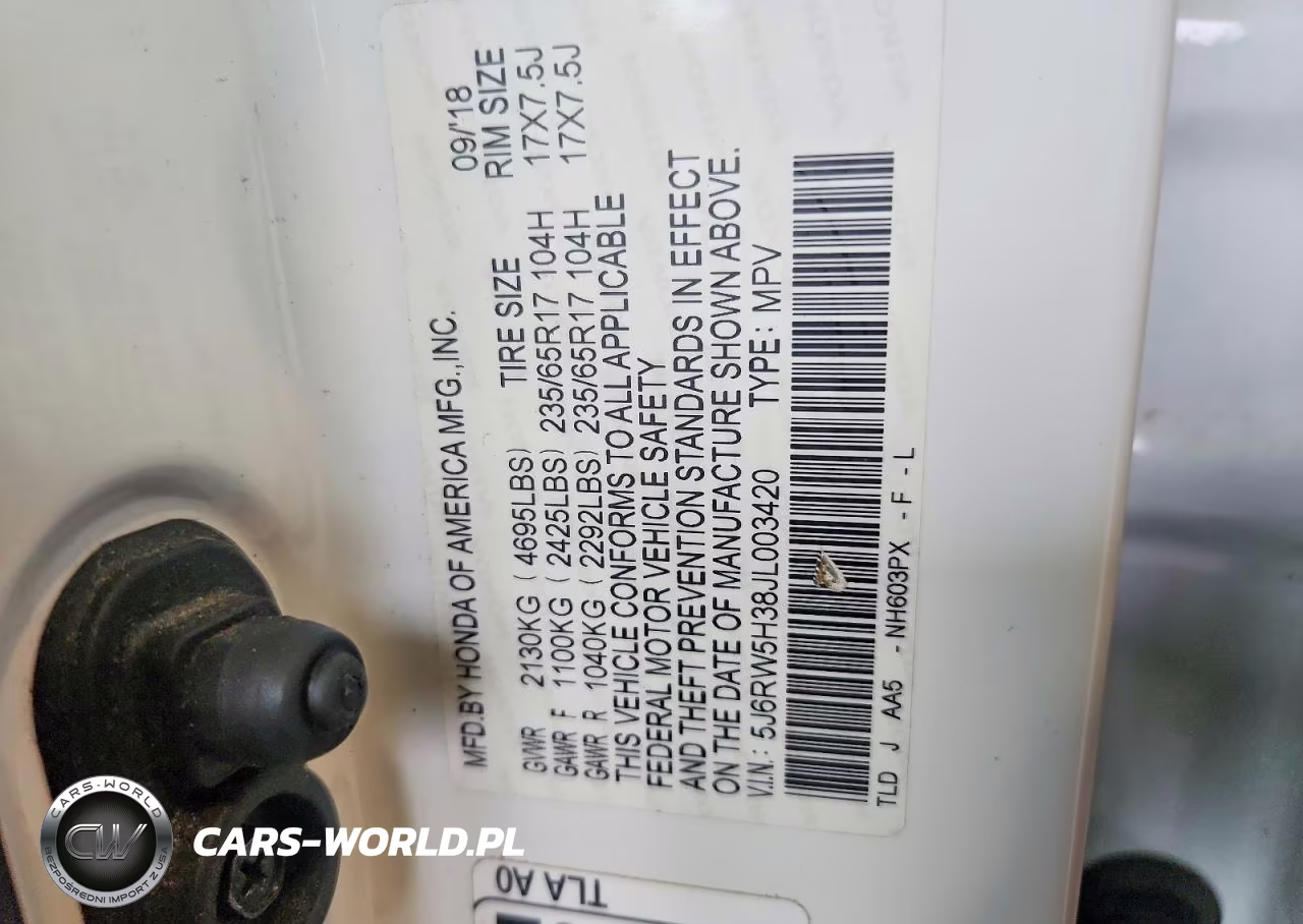 2018 Honda Cr-V Lx VIN:5J6RW5H38JL003420 - 13