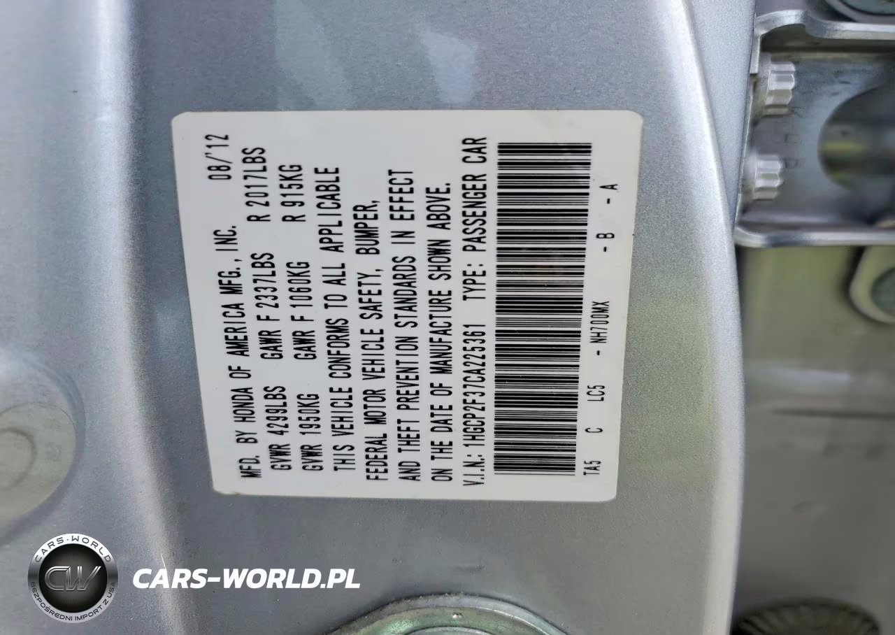 2012 Honda Accord Lx VIN:1HGCP2F37CA225361 - 13