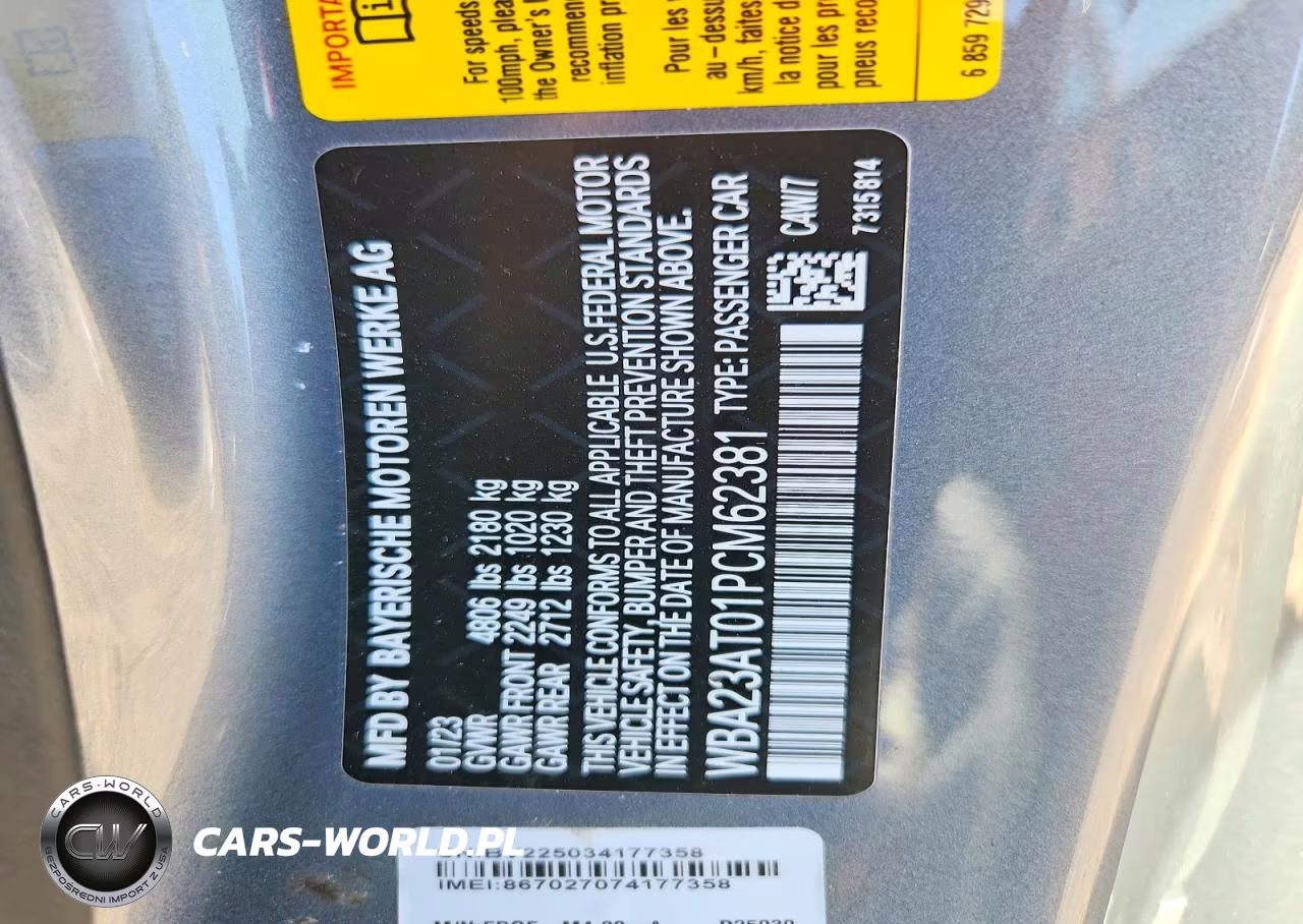 2023 BMW 430I VIN:WBA23AT01PCM62381 - 12