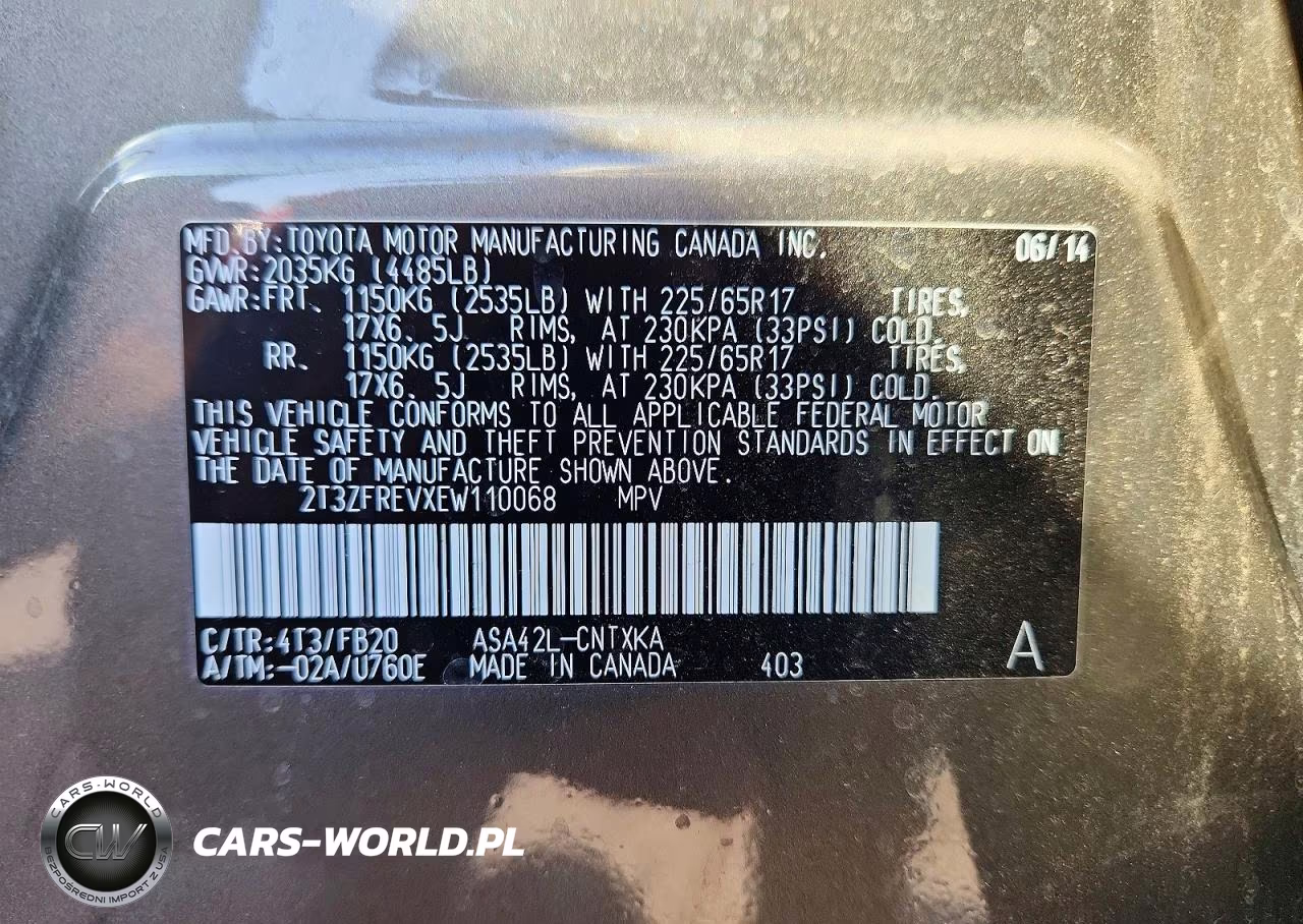 2014 Toyota Rav4 Le VIN:2T3ZFREVXEW110068 - 14