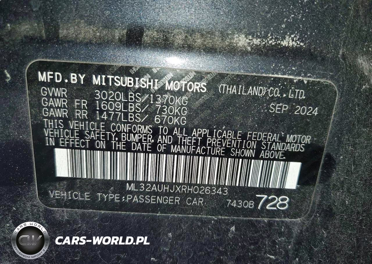 2024 Mitsubishi Mirage Es VIN:ML32AUHJXRH026343 - 12