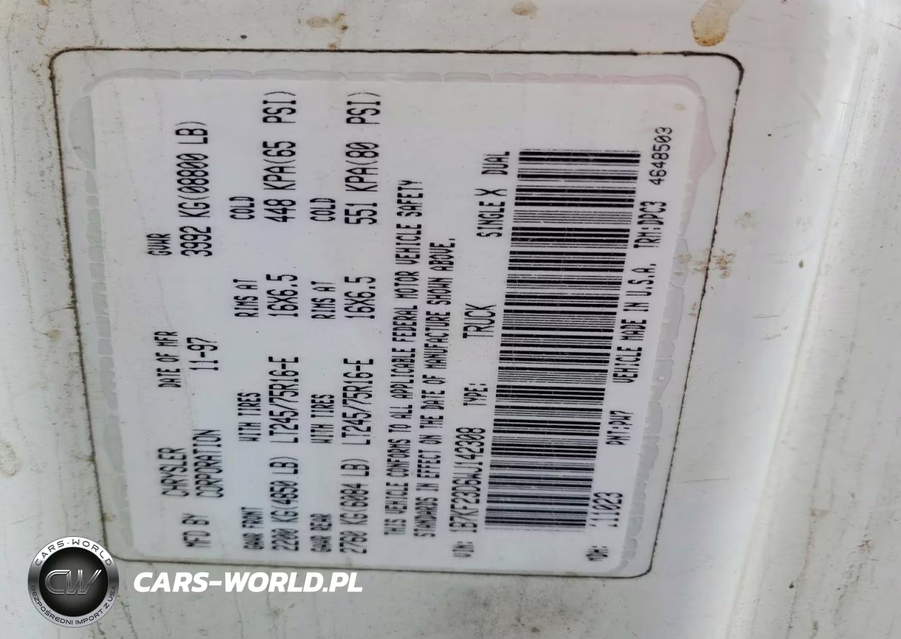 1998 Dodge Ram 2500 VIN:1B7KF23D6WJ142308 - 12