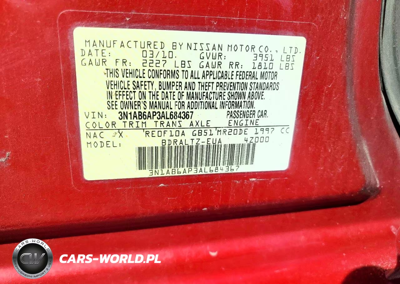 2010 Nissan Sentra 2.0 VIN:3N1AB6AP3AL684367 - 13