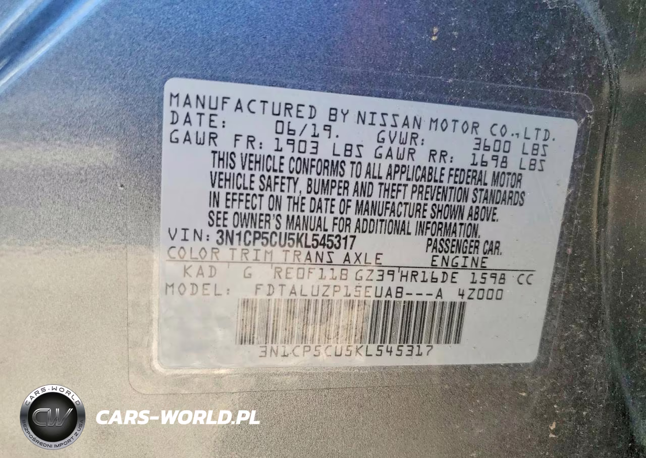 2019 Nissan Kicks Sr VIN:3N1CP5CU5KL545317 - 13