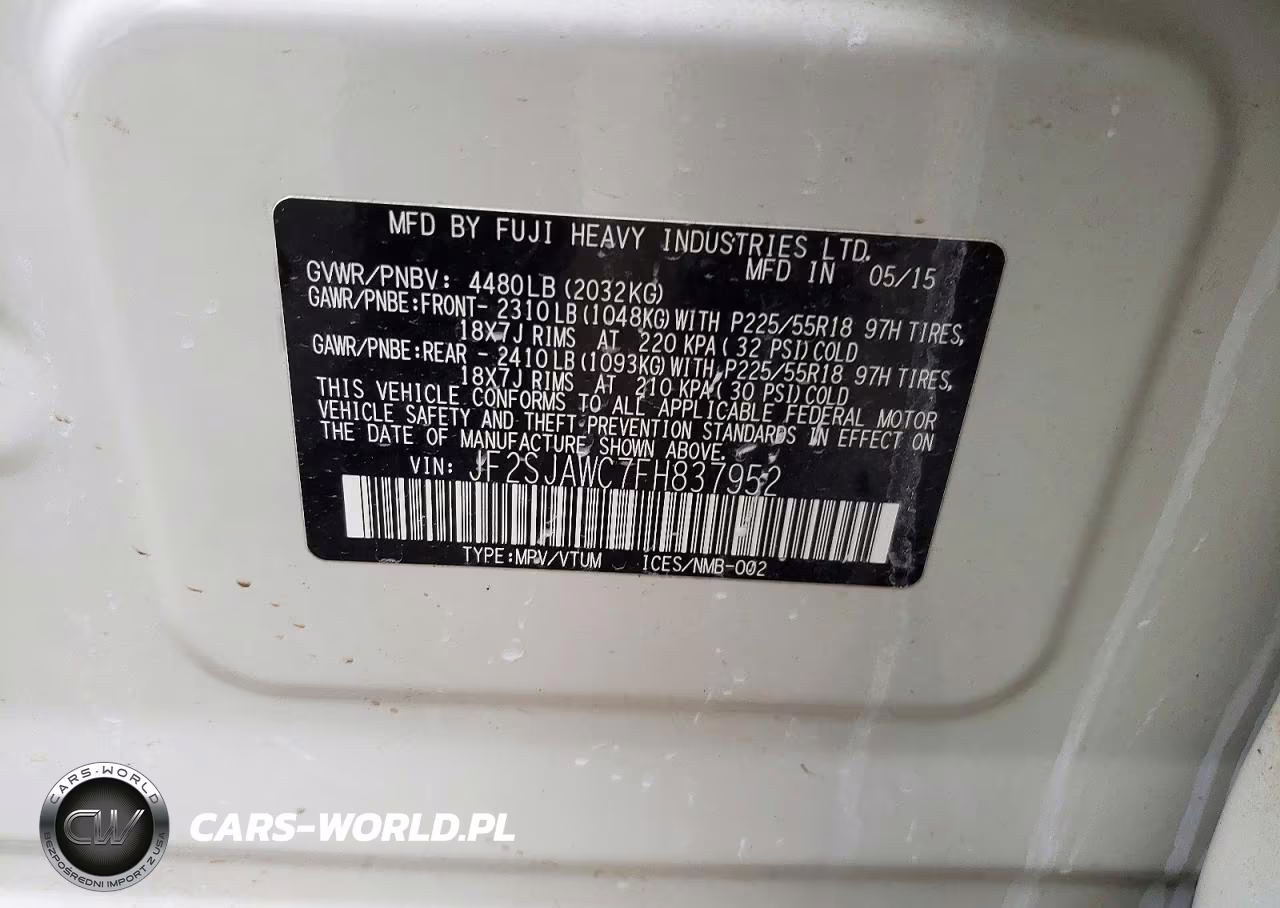 2015 Subaru Forester 2.5I Touring VIN:JF2SJAWC7FH837952 - 12