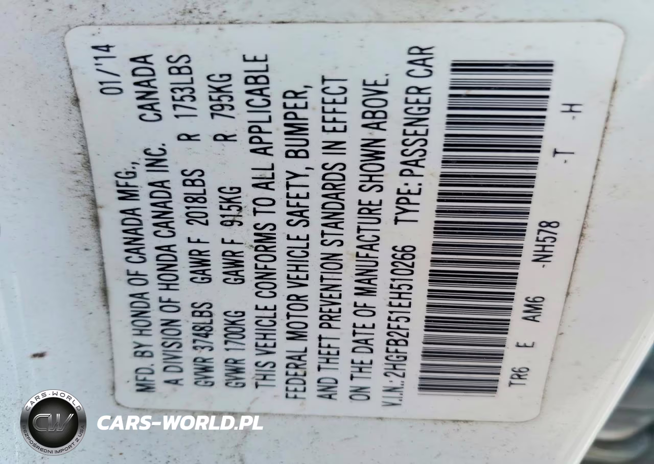 2014 Honda Civic Lx VIN:2HGFB2F51EH510266 - 12