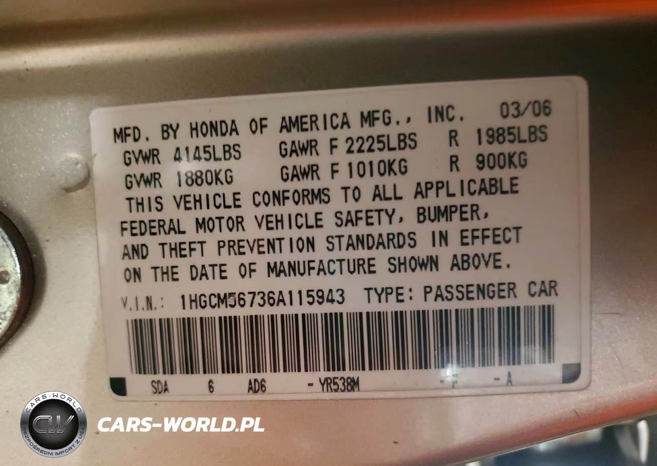 2006 Honda Accord Ex VIN:1HGCM56736A115943 - 12