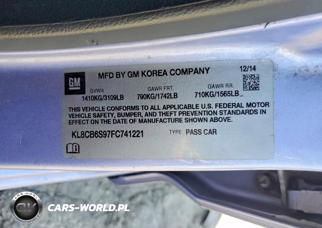 2015 Chevrolet Spark Ls VIN:KL8CB6S97FC741221 - 12