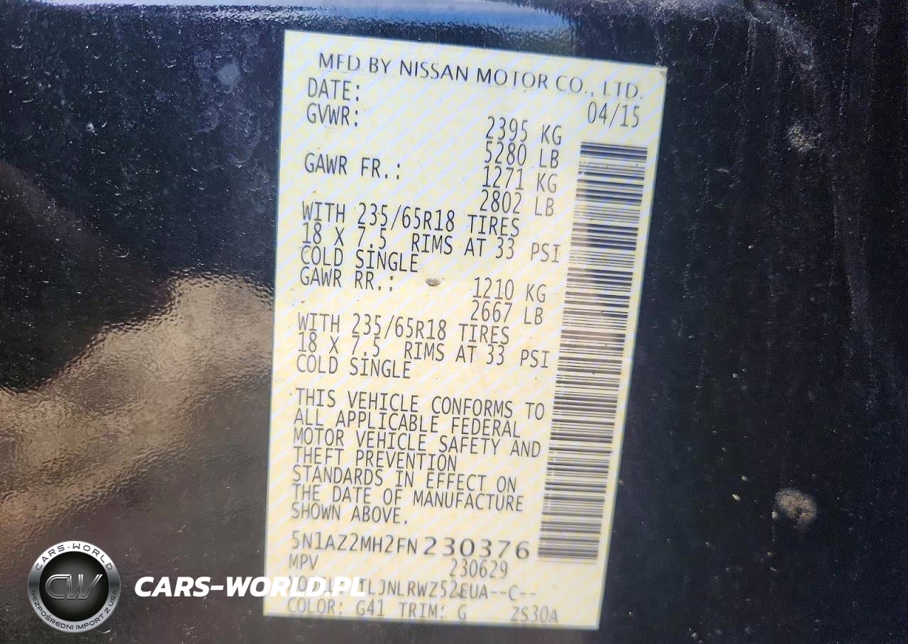 2015 Nissan Murano Sl VIN:5N1AZ2MH2FN230376 - 13