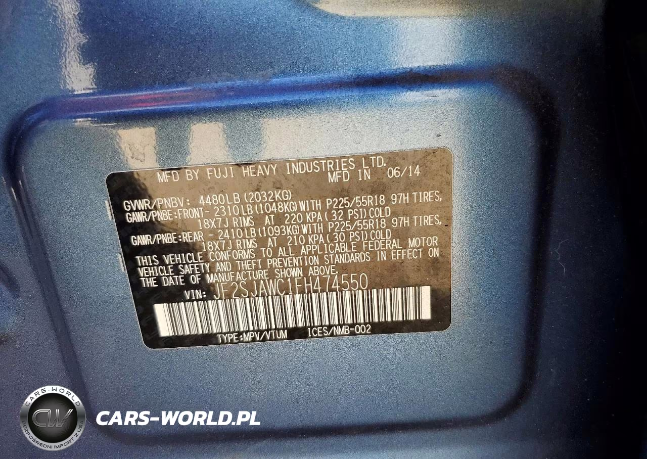 2015 Subaru Forester 2.5I Touring VIN:JF2SJAWC1FH474550 - 14