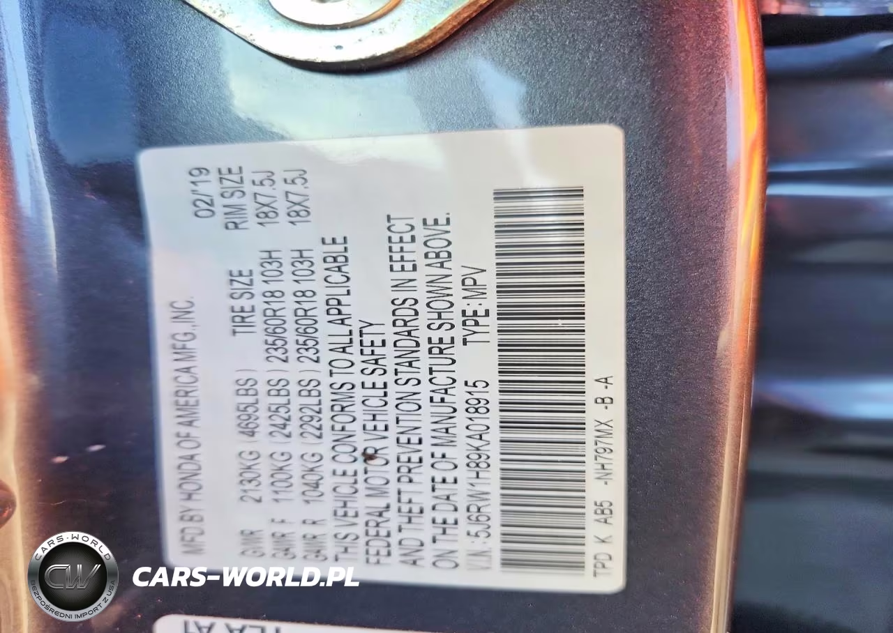 2019 Honda Cr-V Exl VIN:5J6RW1H89KA018915 - 12