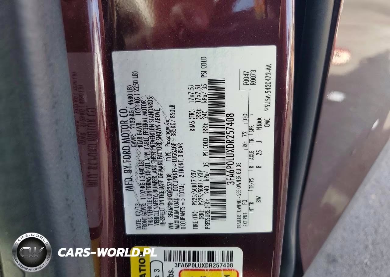2013 Ford Fusion Se Hybrid VIN:3FA6P0LUXDR257408 - 12