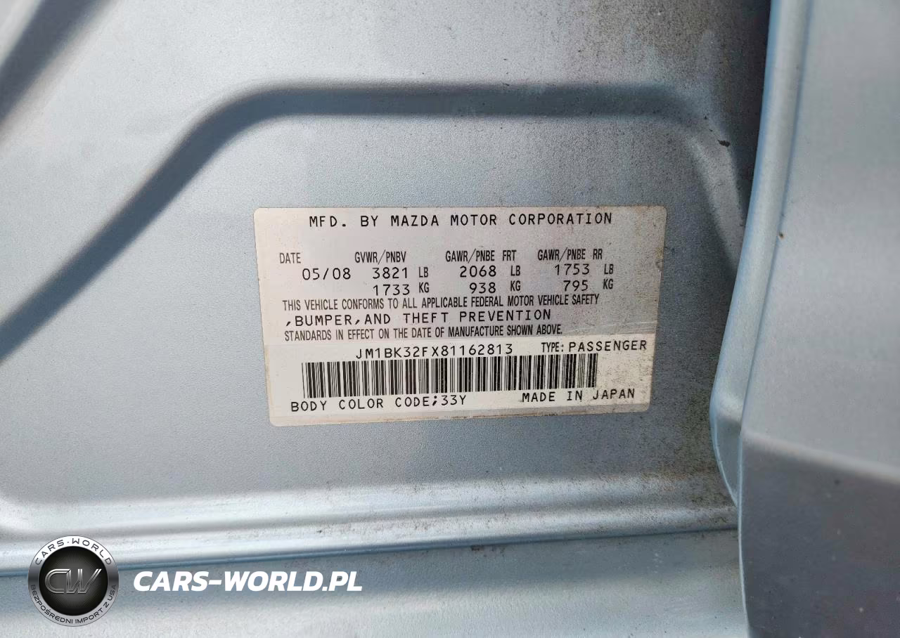 2008 Mazda 3 I VIN:JM1BK32FX81162813 - 12