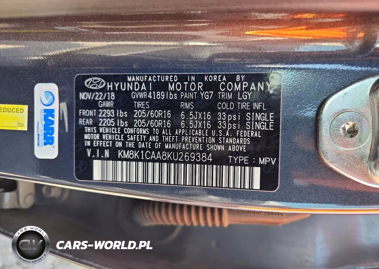 2019 Hyundai Kona Se VIN:KM8K1CAA8KU269384 - 12