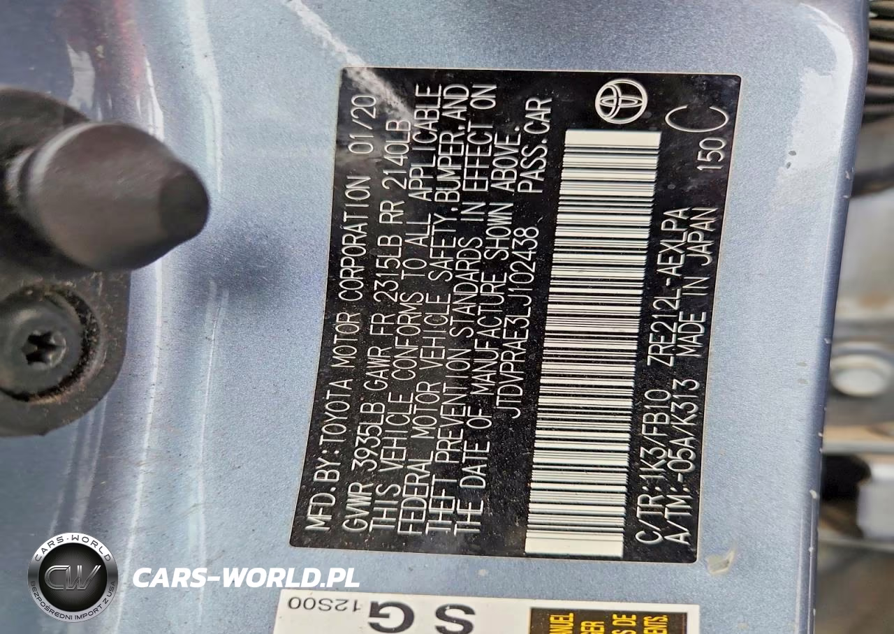 2020 Toyota Corolla Le VIN:JTDVPRAE3LJ102438 - 12