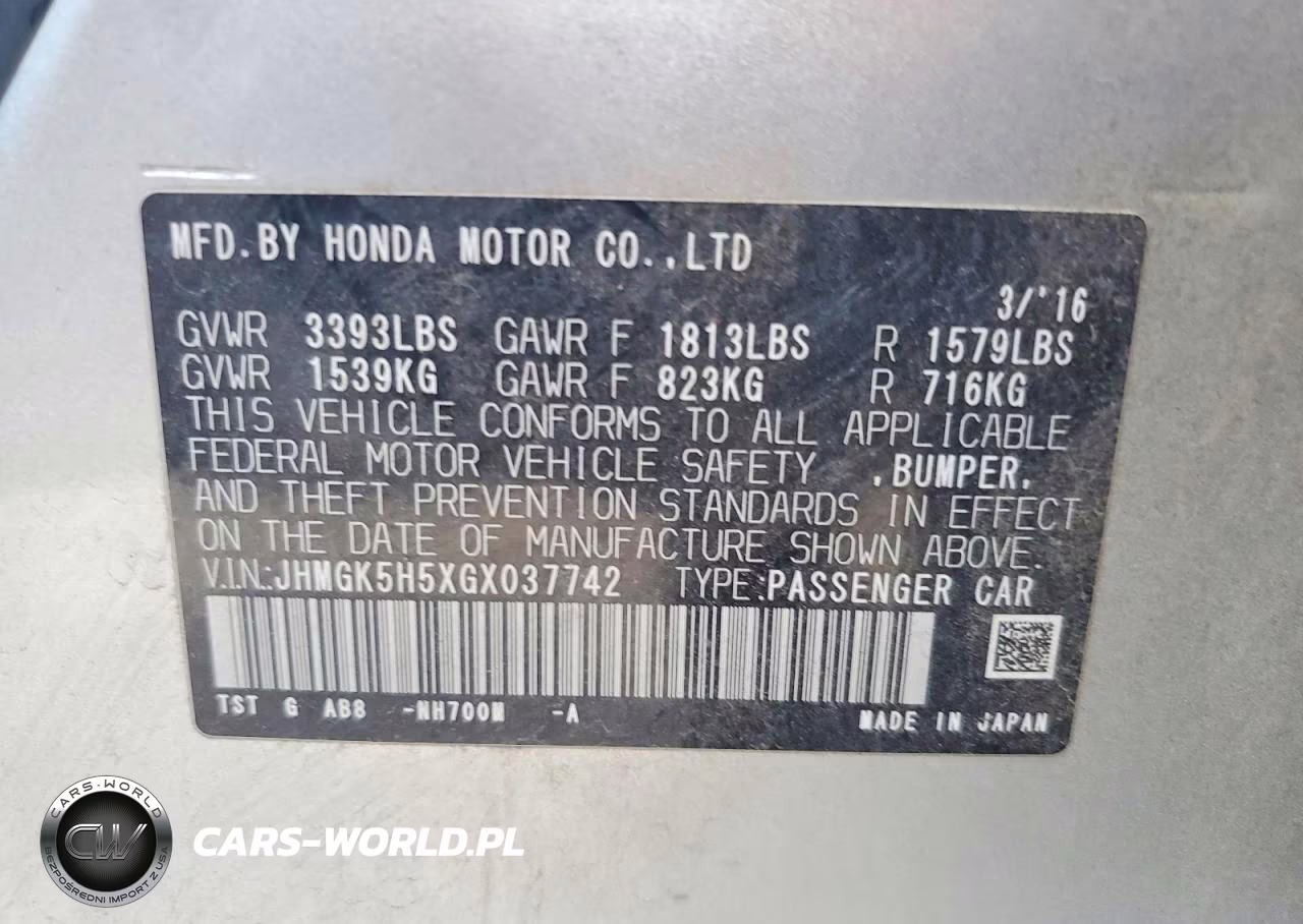 2016 Honda Fit Lx VIN:JHMGK5H5XGX037742 - 13