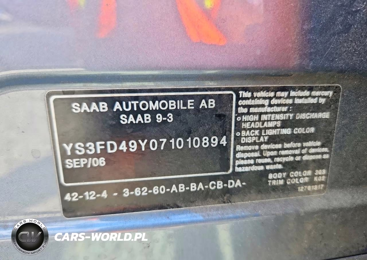 2007 Saab 9-3 2.0T VIN:YS3FD49Y071010894 - 12