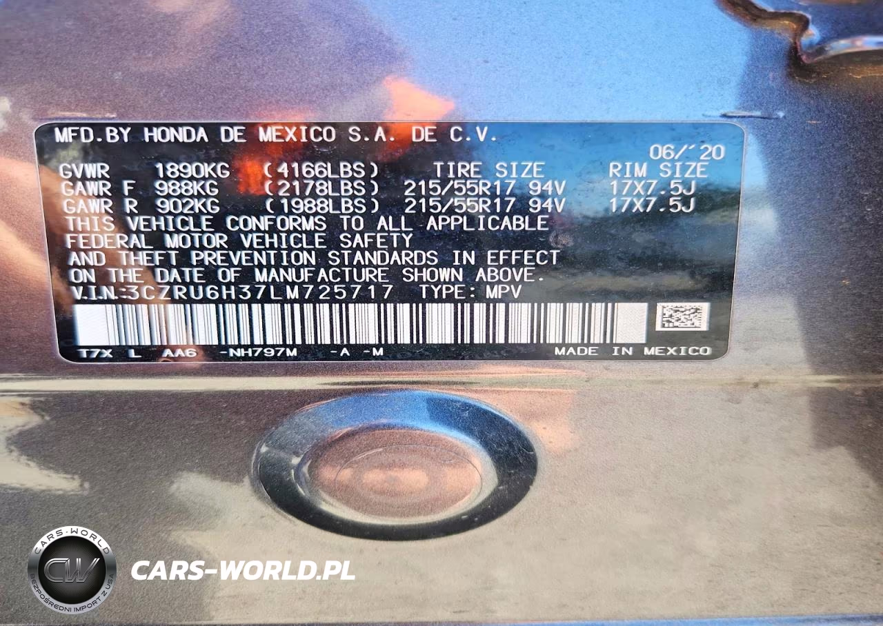 2020 Honda Hr-V Lx VIN:3CZRU6H37LM725717 - 13