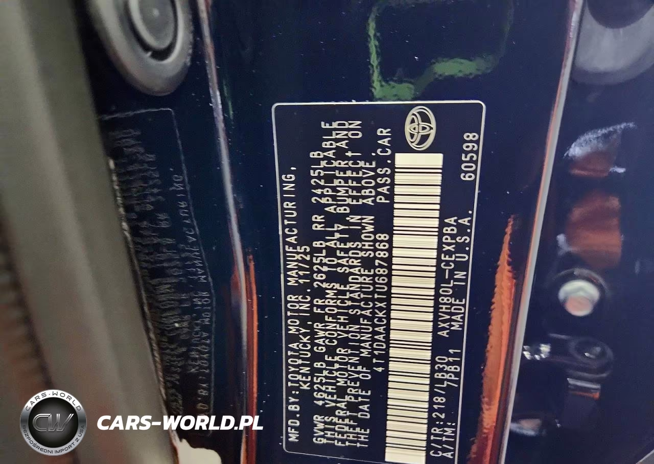 2026 Toyota Camry Xse VIN:4T1DAACKXTU687868 - 12