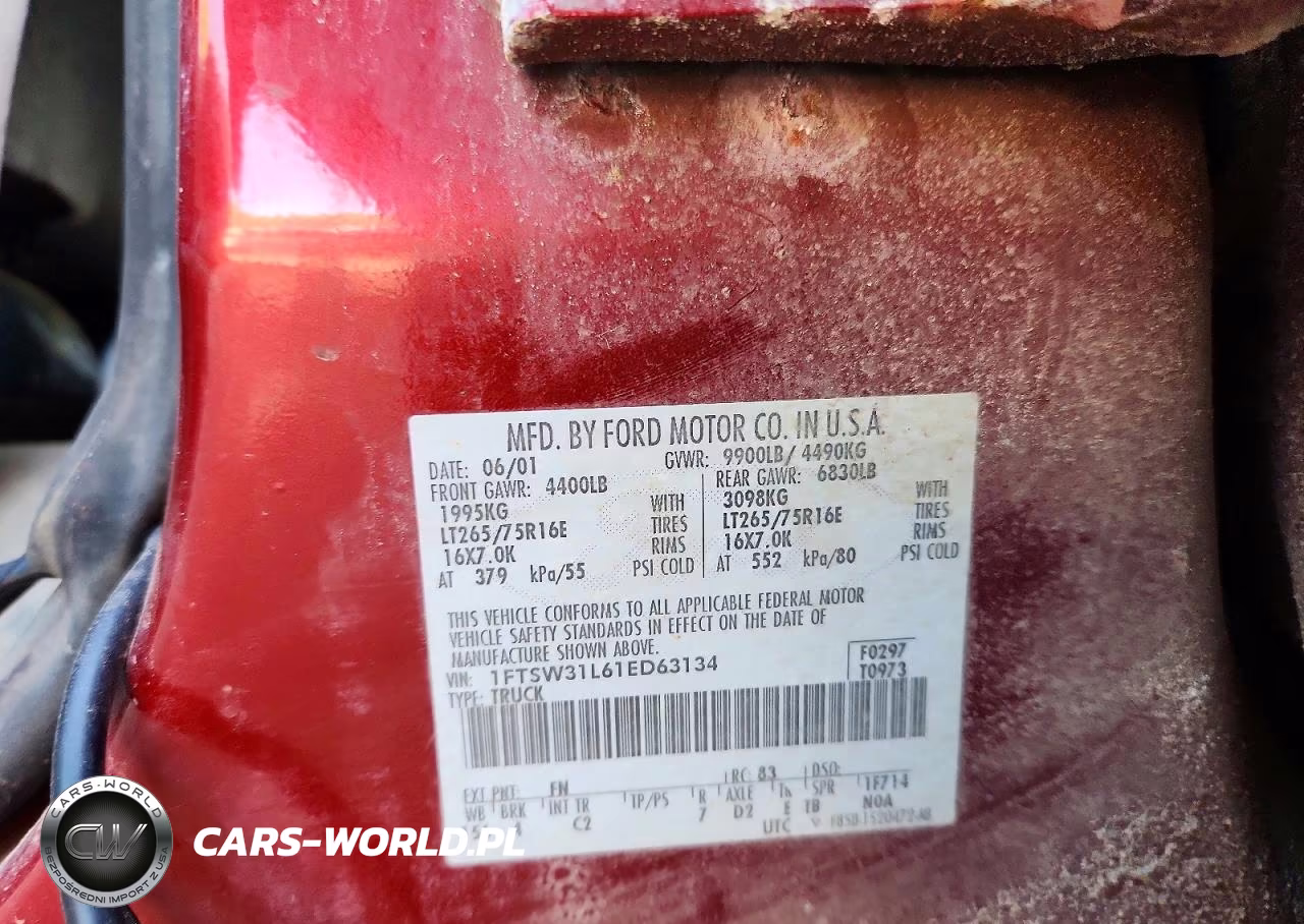 2001 Ford F350 Srw Super Duty VIN:1FTSW31L61ED63134 - 12