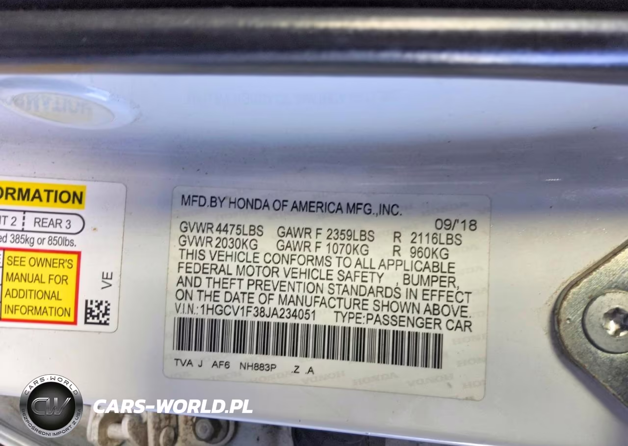 2018 Honda Accord Sport VIN:1HGCV1F38JA234051 - 12