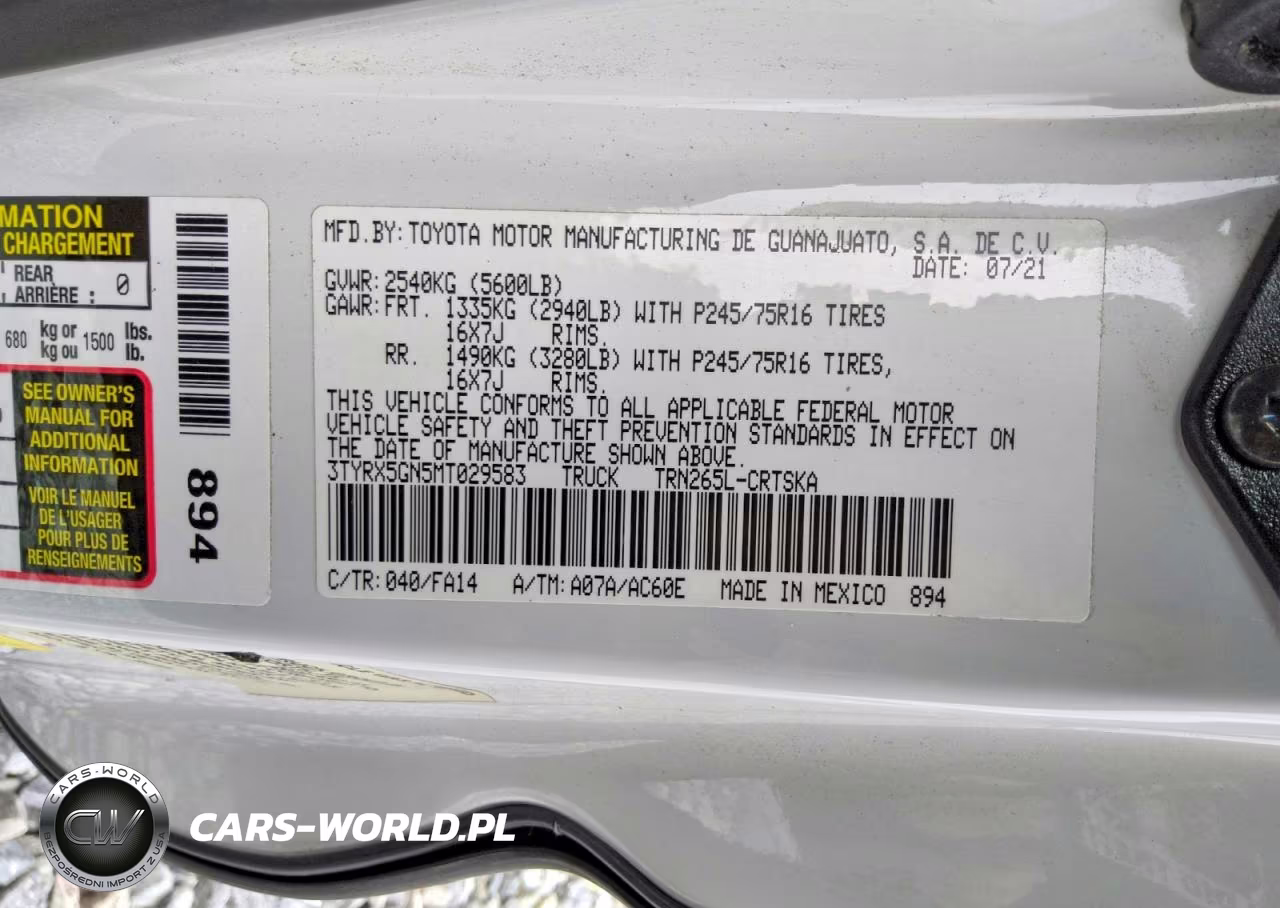 2021 Toyota Tacoma Sr VIN:3TYRX5GN5MT029583 - 12