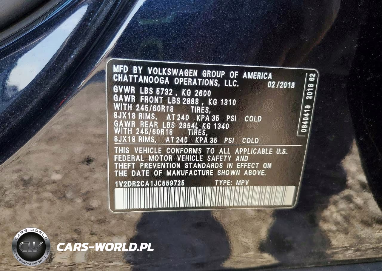 2018 Volkswagen Atlas Se VIN:1V2DR2CA1JC559725 - 13