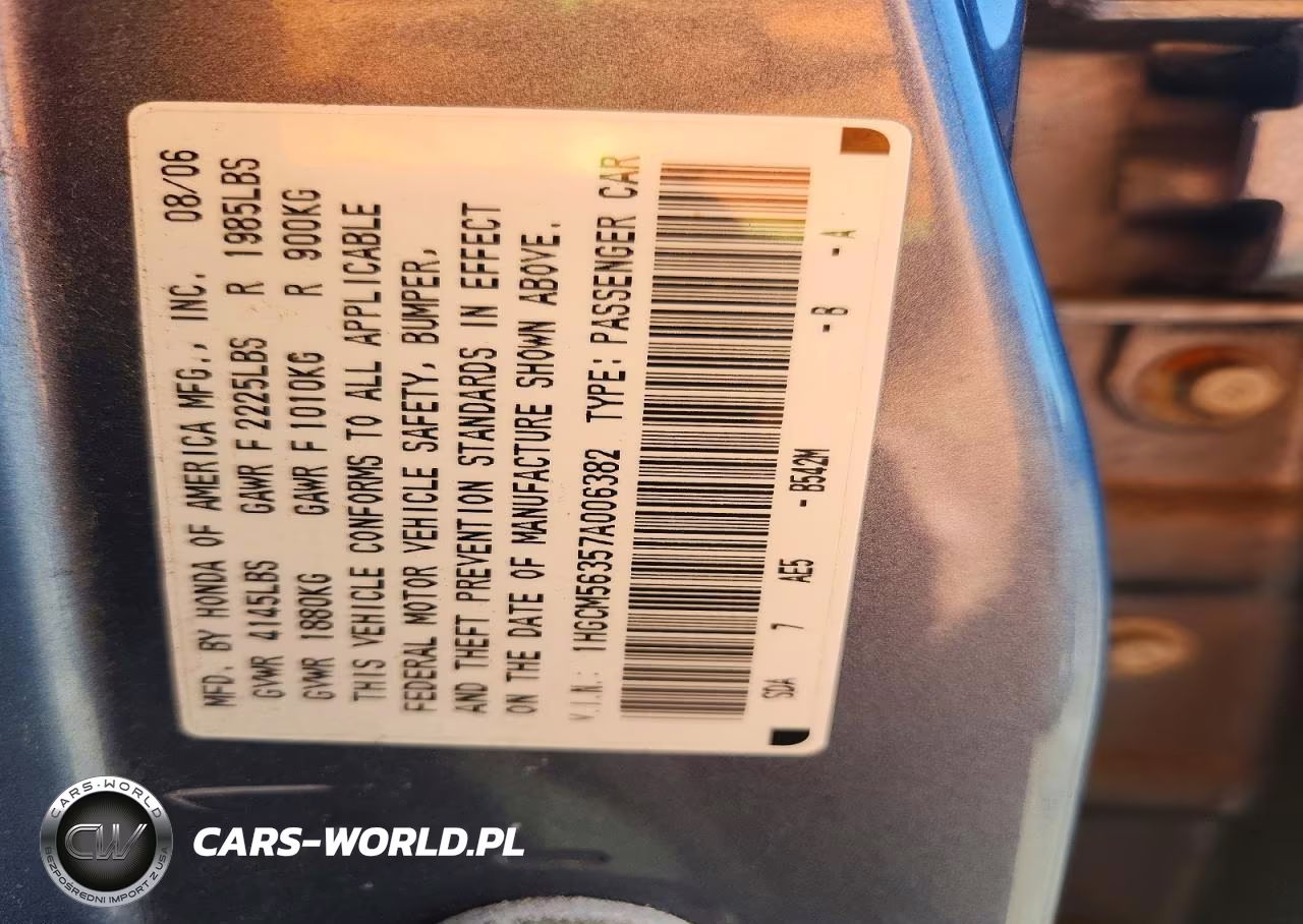 2007 Honda Accord Se VIN:1HGCM56357A006382 - 12