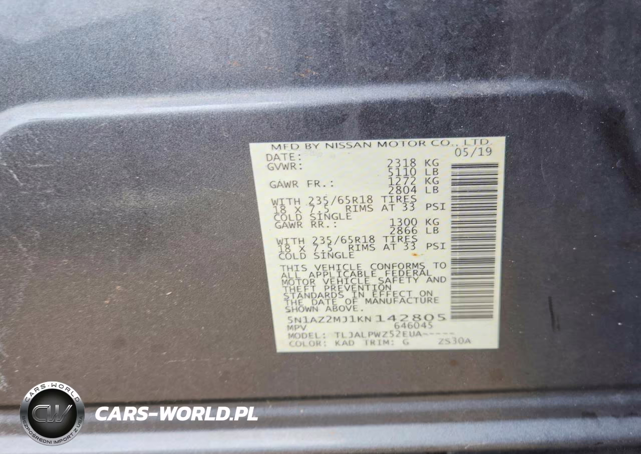 2019 Nissan Murano S VIN:5N1AZ2MJ1KN142805 - 13