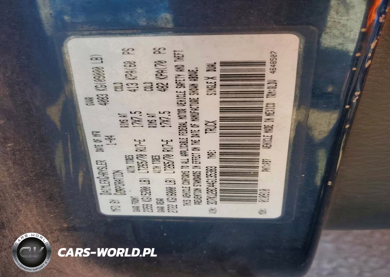 2004 Dodge Ram 2500 St VIN:3D7KU28C44G135383 - 12