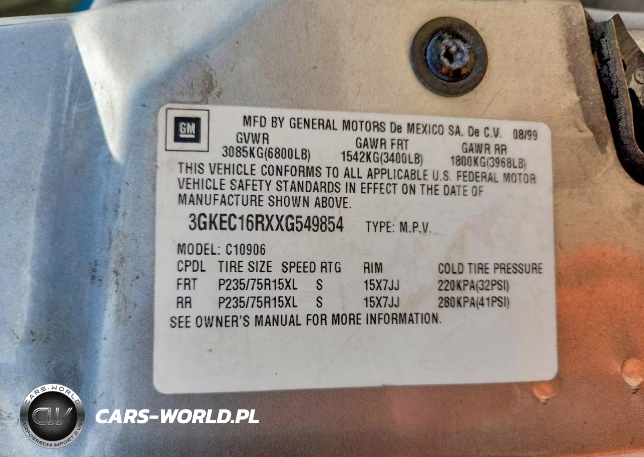 1999 GMC Suburban C1500 VIN:3GKEC16RXXG549854 - 14