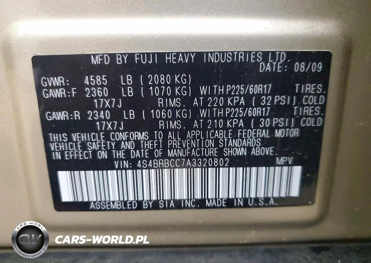 2010 Subaru Outback 2.5I Premium VIN:4S4BRBCC7A3320802 - 13