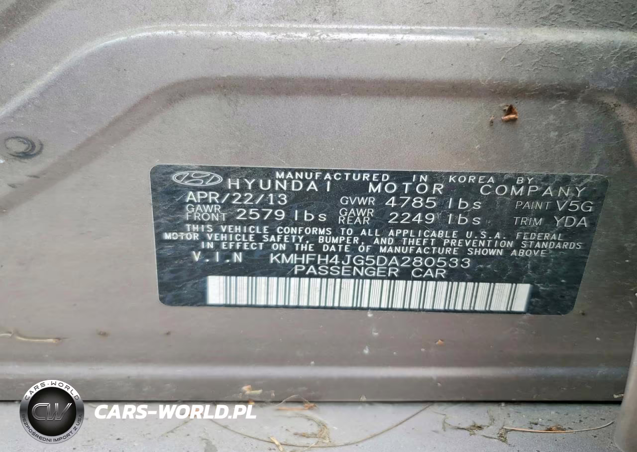 2013 Hyundai Azera Base VIN:KMHFH4JG5DA280533 - 12