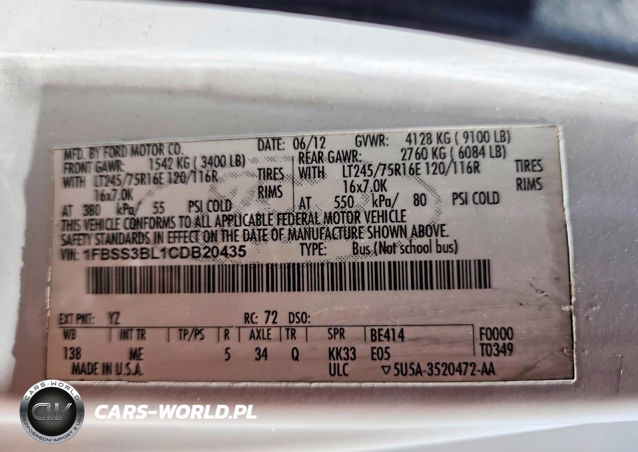 2012 Ford Econoline E350 Super Duty Wagon VIN:1FBSS3BL1CDB20435 - 13