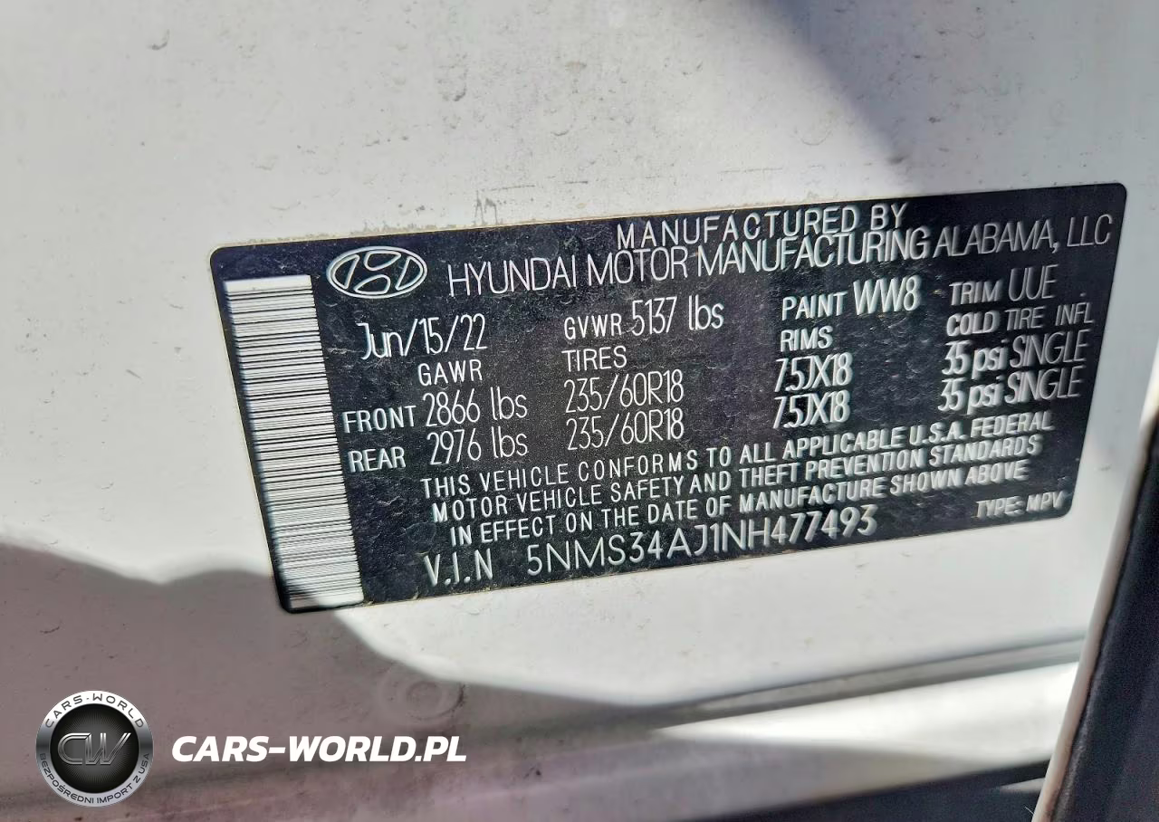 2022 Hyundai Santa Fe Sel VIN:5NMS34AJ1NH477493 - 14