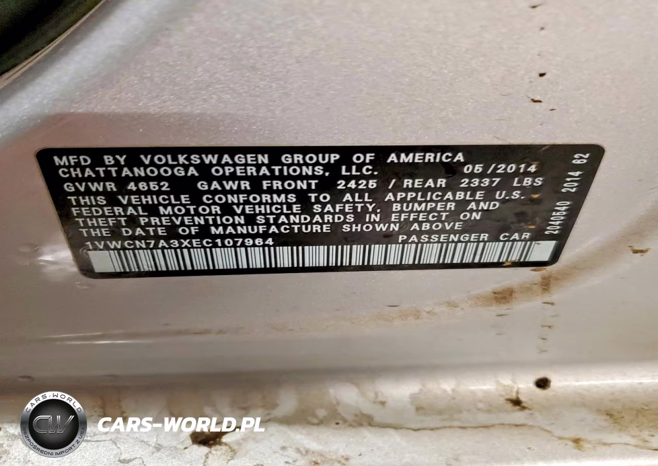 2014 Volkswagen Passat Sel VIN:1VWCN7A3XEC107964 - 12