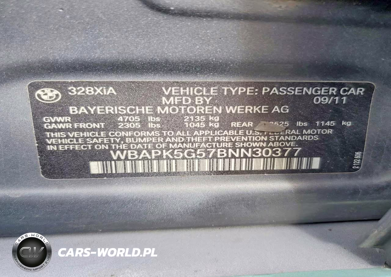 2011 BMW 328 Xi Sulev VIN:WBAPK5G57BNN30377 - 12