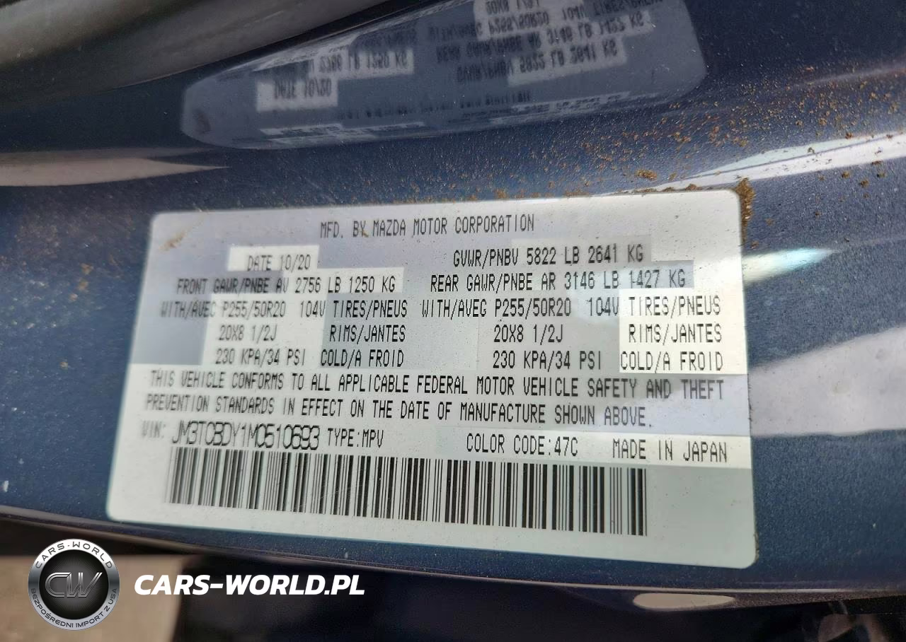 2021 Mazda Cx-9 Grand Touring VIN:JM3TCBDY1M0510693 - 14
