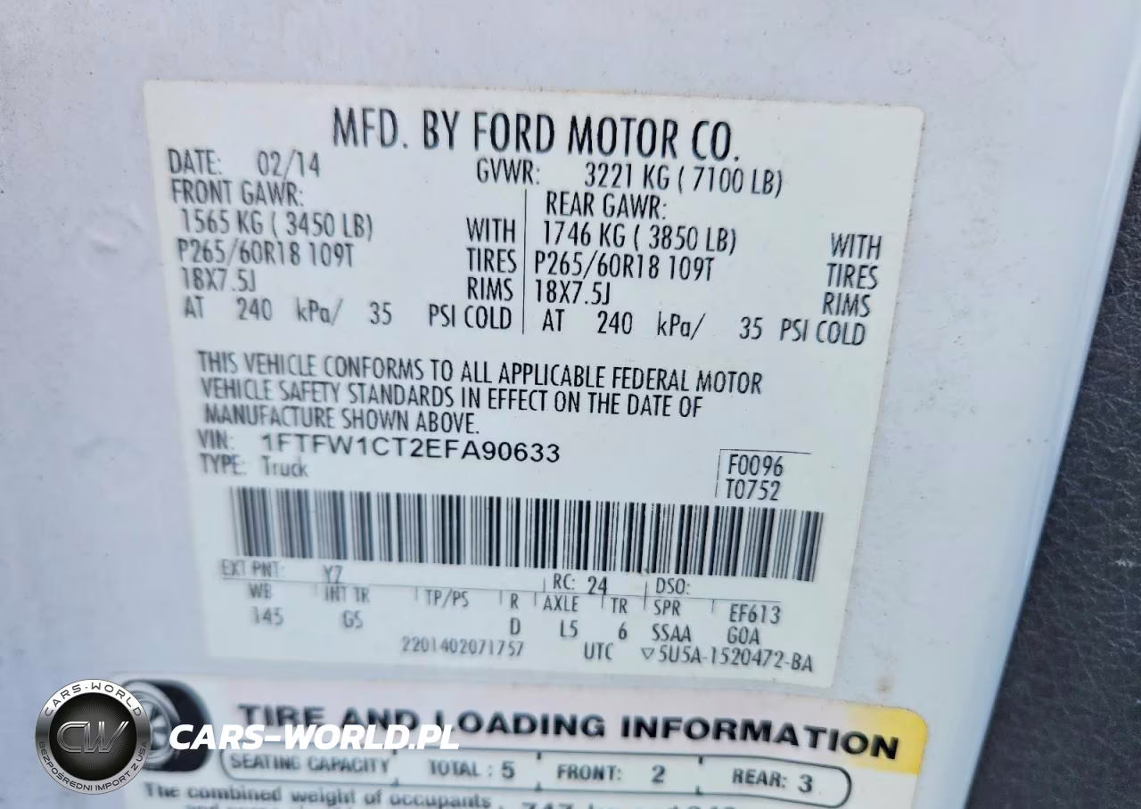 2014 Ford F150 Supercrew VIN:1FTFW1CT2EFA90633 - 12