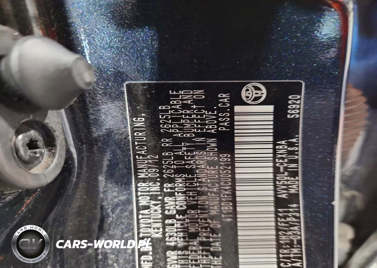 2012 Toyota Camry Hybrid Le VIN:4T1BD1FK4CU052199 - 12