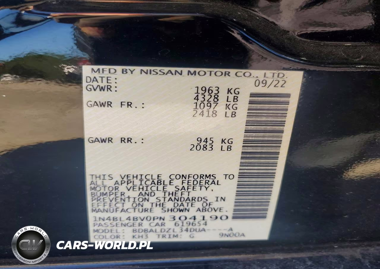 2023 Nissan Altima S VIN:1N4BL4BV0PN304190 - 13