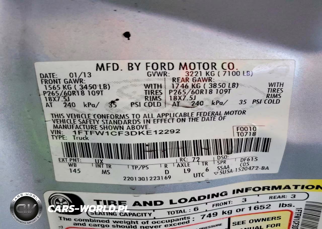 2013 Ford F150 Supercrew VIN:1FTFW1CF3DKE12292 - 12