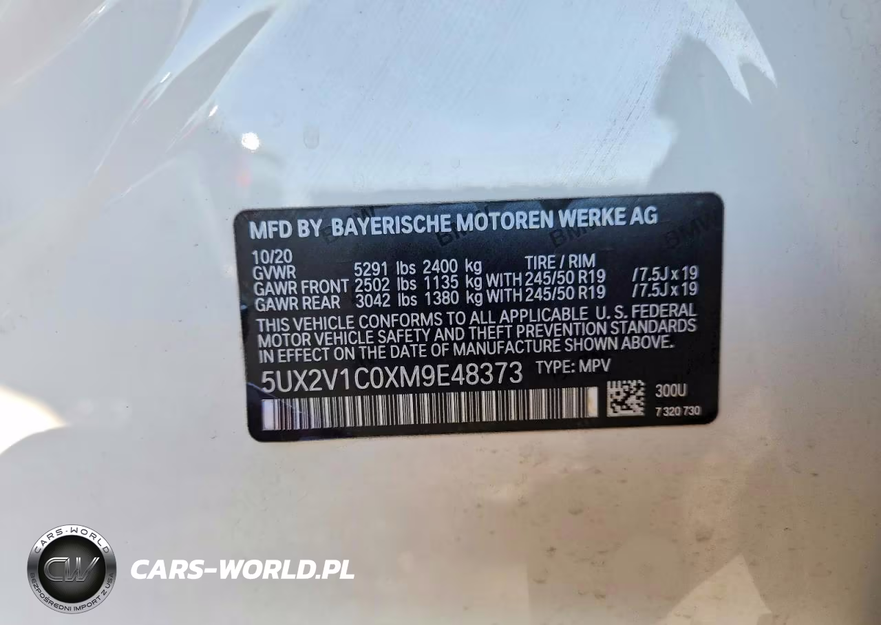 2021 BMW X4 xDrive30I VIN:5UX2V1C0XM9E48373 - 12