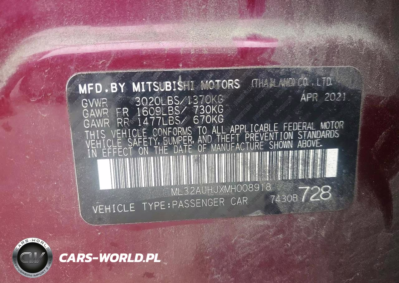 2021 Mitsubishi Mirage Es VIN:ML32AUHJXMH008918 - 12