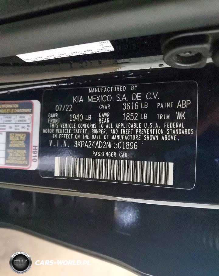 2022 Kia Rio Lx VIN:3KPA24AD2NE501896 - 12