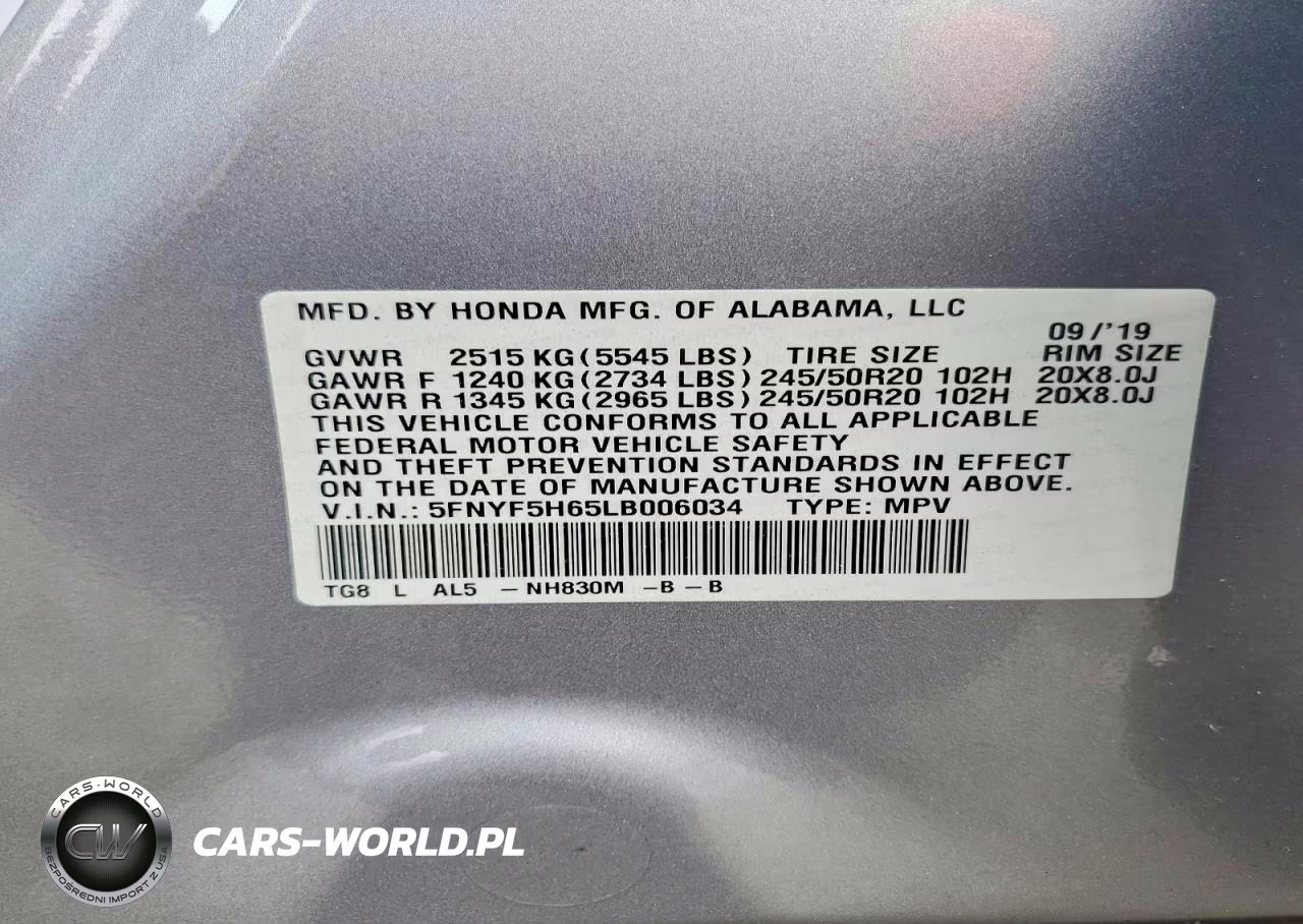 2020 Honda Pilot Touring VIN:5FNYF5H65LB006034 - 13