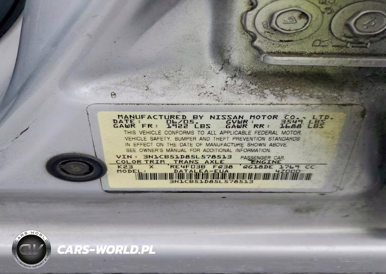 2005 Nissan Sentra 1.8 VIN:3N1CB51D85L578513 - 12
