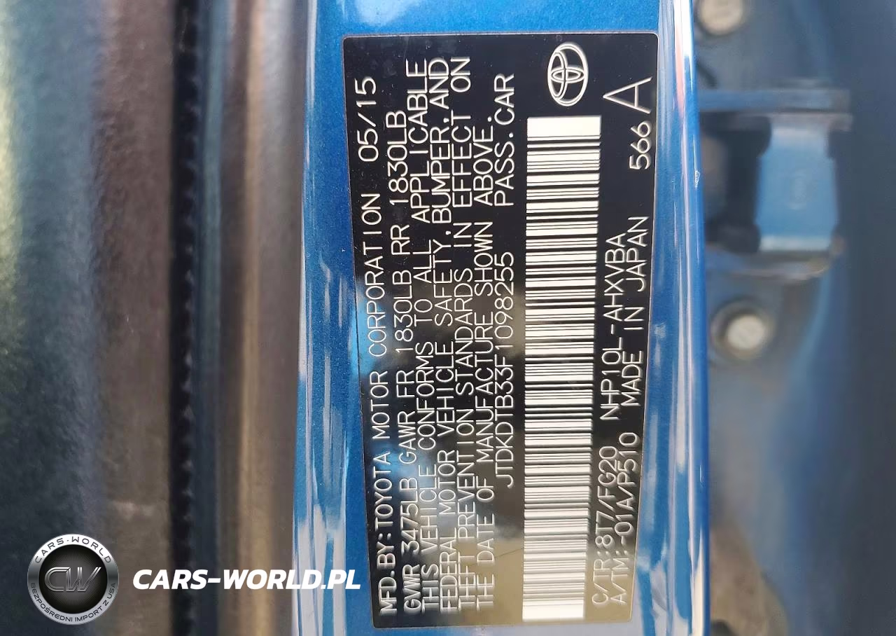 2015 Toyota Prius C Two VIN:JTDKDTB33F1098255 - 12