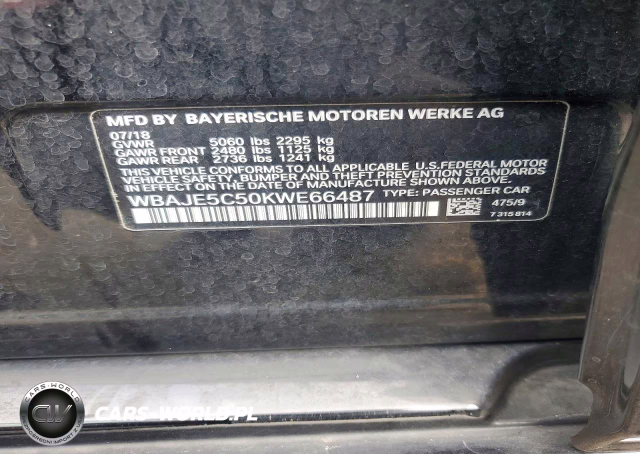2019 BMW 540 I VIN:WBAJE5C50KWE66487 - 12